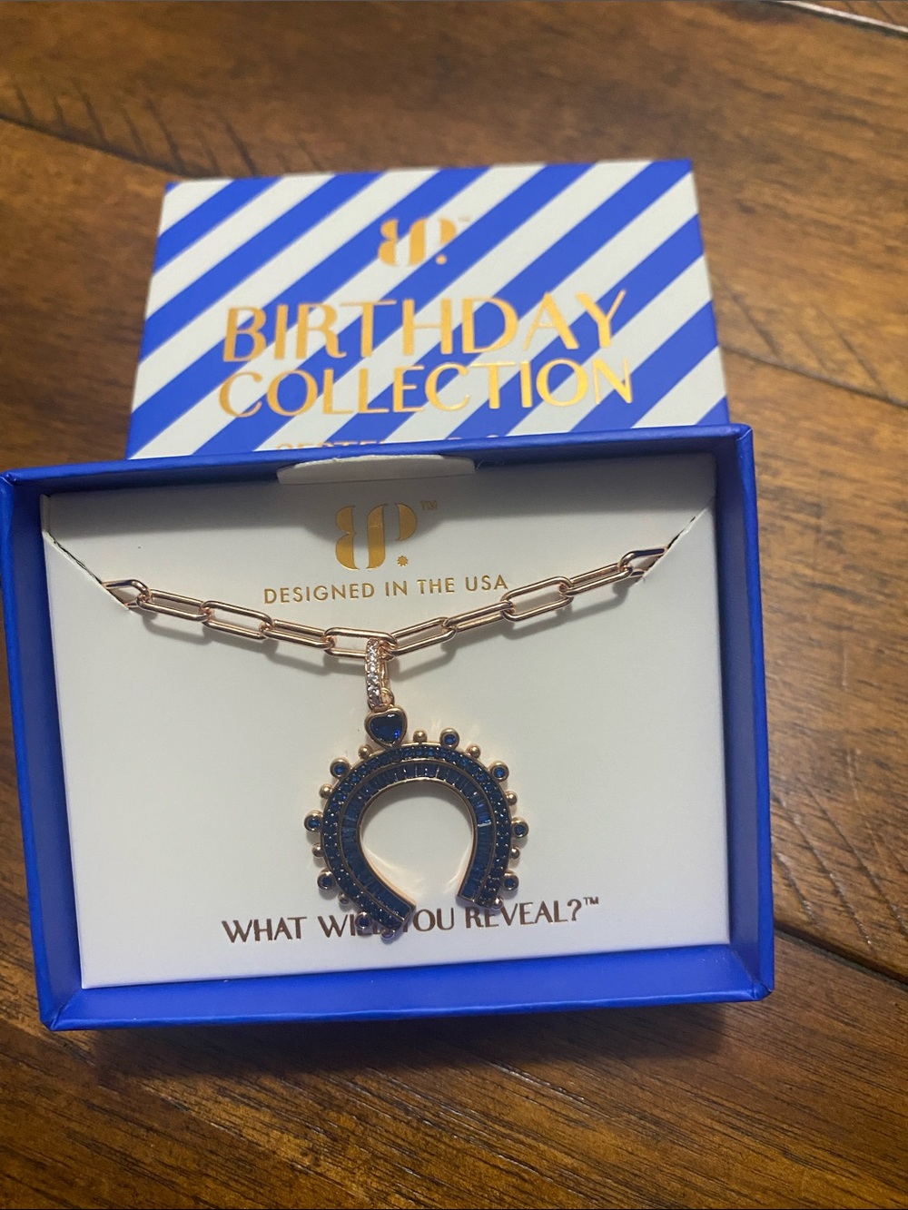 Bomb Party Birthday Collection September 2026 Necklace - Sapphire - Rose Gold